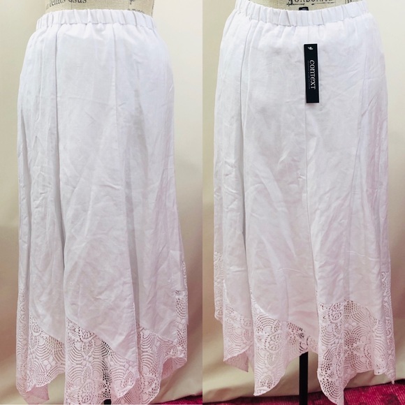 NWT LORD & TAYLOR WHITE LINEN SKIRT - Picture 6 of 12